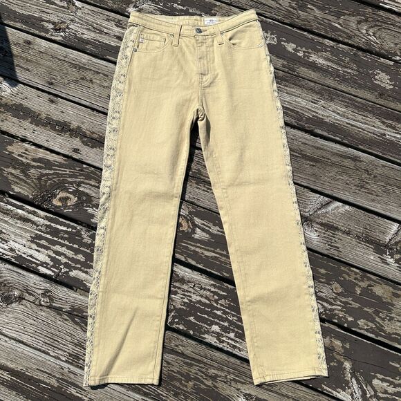 Adriano Goldschmied Jeans Womens 27R Tan Snake Isabelle High Rise Straight Crop - Picture 5 of 11